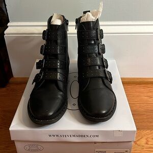 Steve Madden Pursue Black Studded Bootie